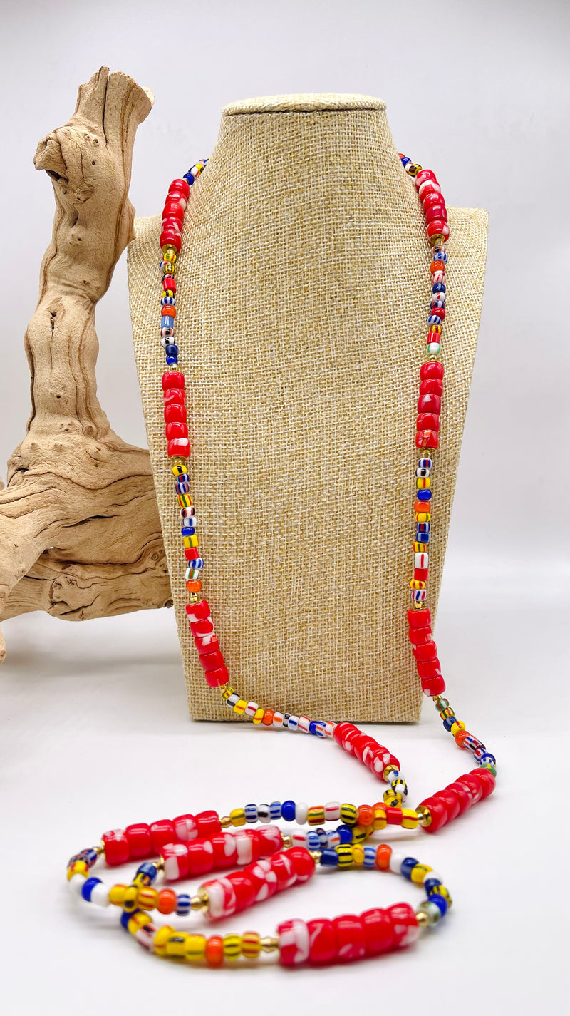 Long Red Statement Necklace at Daisha Board Gallery