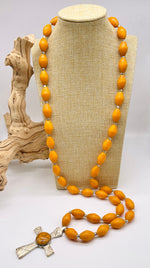 Long Mali and Cross Statement Necklace