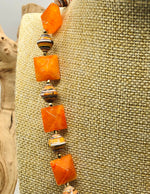 Orange Agate Ethiopian Cross Statement Necklace